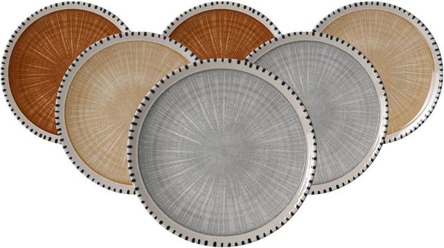 Ritzenhoff & Breker Dessertteller Natura Stoneware Multicolour 6er Set Durchmesser: 20,5 cm - Bild 1