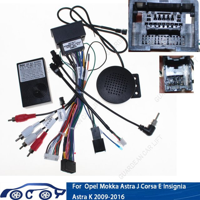Autoradio-Kabelsatz mit CANBUS-Decoder für Opel Insignia, Meriva B, Mokka, Zafira O, Corsa E, Astra J und Astra K in Schwarz, 16-Pin-Kabeladapter - Bild 1