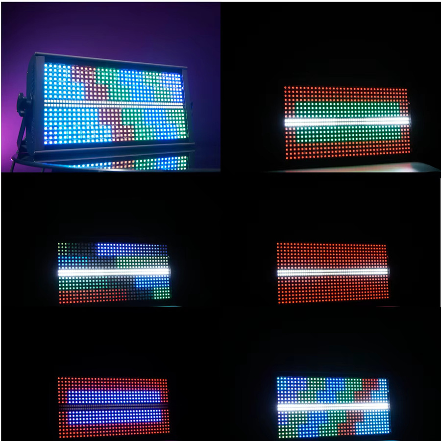 HYULIGHTS 4er-Set 200W LED Stroboskoplicht RGBW 4in1 Wash Bar mit 48 Partitionen, Weiß 8000K, DMX Bühnenbeleuchtung für DJ und Party, Schwarz - Bild 3