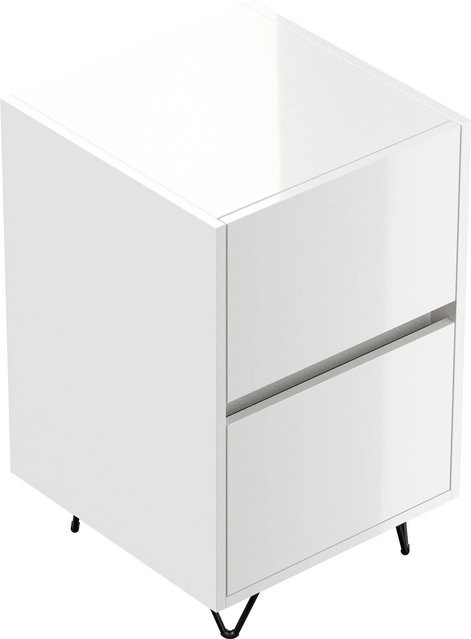 Posseik Nachttisch Industrial mit 2 Soft-Close-Schubladen in Weiß, B: 42 cm, H: 65 cm, T: 41,2 cm - Bild 1