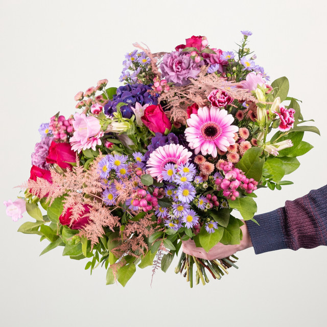 BLUME2000 Bouquet Mixed Gerbera lightpink purple multicolour Geburtstag - Bild 1