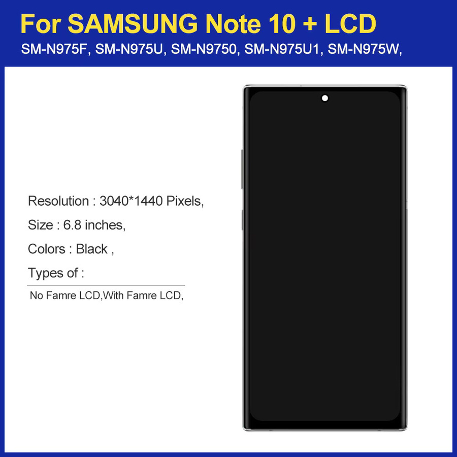 Samsung Note 10 Plus LCD Display mit AMOLED Touch Screen und Rahmen in Silber für N975F N9750 inklusive S Pen Unterstützung und Fingerabdrucksensor - Bild 2