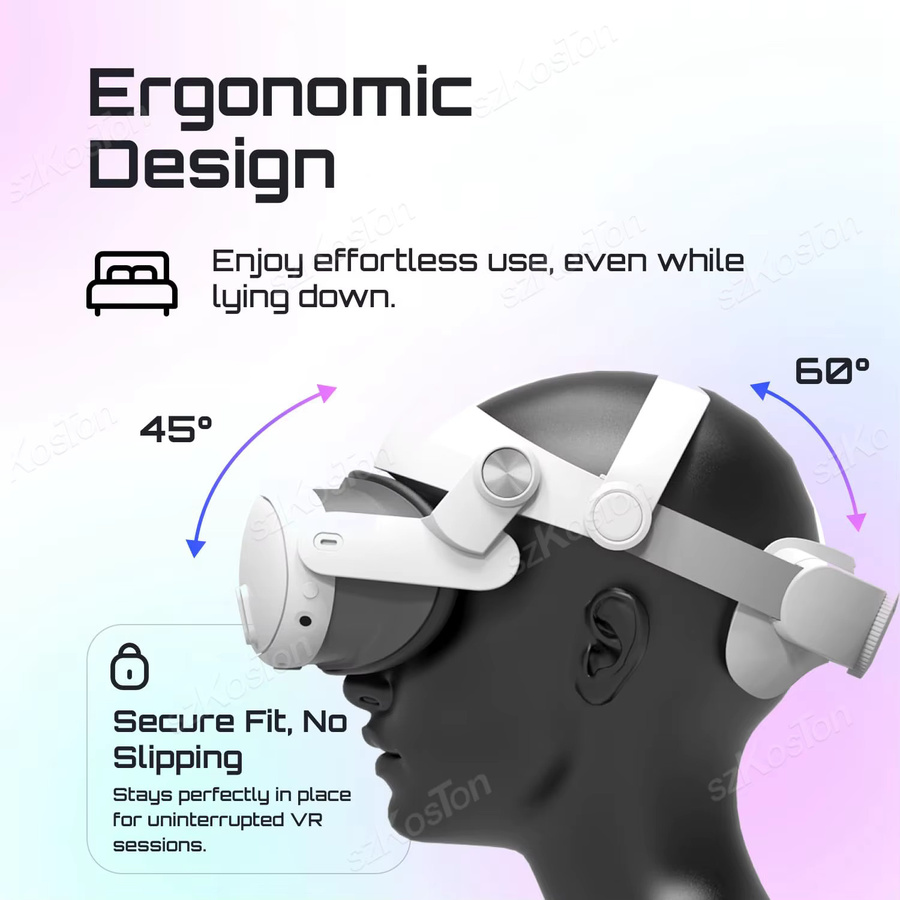 SZKOSTON Komfort-Kopfband für Meta Quest 3S und Quest 3 VR-Headset mit austauschbarem Elite-Gurt in Weiß - Bild 2