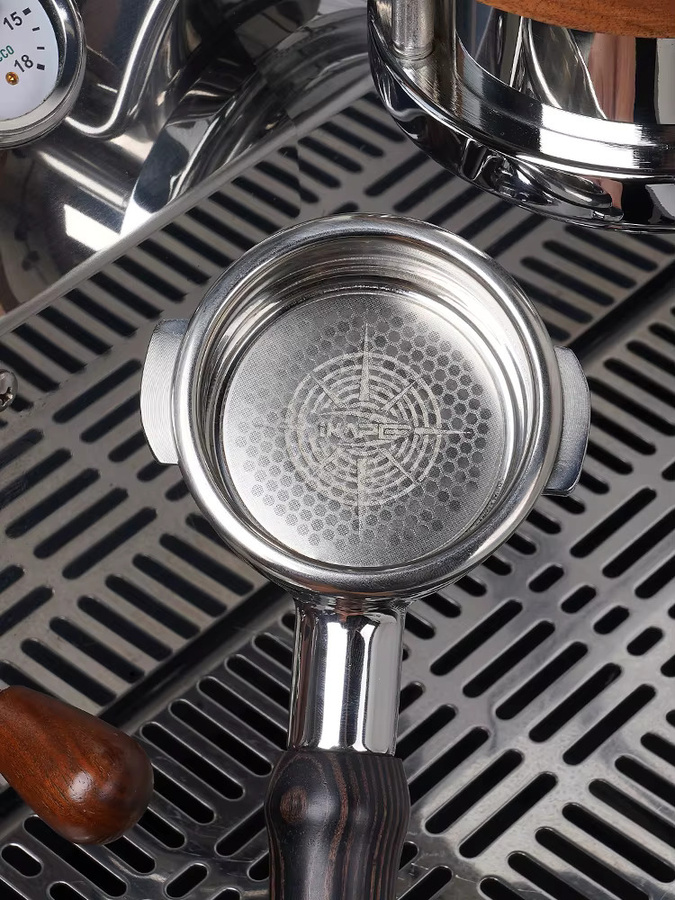 IKAPE Präzisions-Kaffeefilter aus Edelstahl in Silber für bodenlose Siebträger mit hoher Extraktion - Bild 4