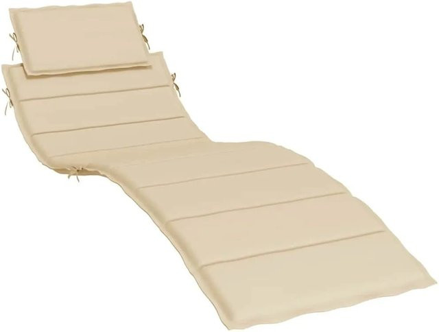 vidaXL Sonnenliegen-Auflage Beige aus wasserabweisendem Oxford-Gewebe, B/T/H: 186 x 58 x 4 cm - Bild 1