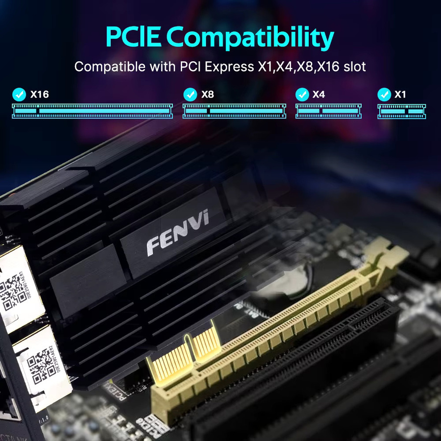 FENVI PCI-E zu RJ45 Netzwerkkarte I226 Gigabit Ethernet LAN 2,5G 2500Mbps Adapter für Desktop PC, Schwarz - Bild 2