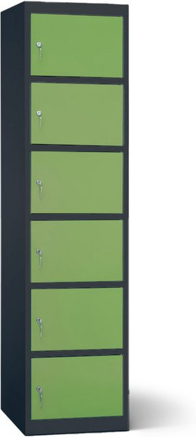 rotstahl Akku-Ladeschrank mit 6 Fächern in Anthrazitgrau und Hellgrün, B: 45 cm, H: 180 cm - Bild 1