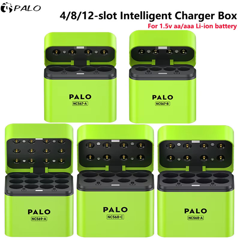PALO Lithium-Akkuladegerät für 1,5V AA und AAA Batterien mit USB Typ-C Schnellladung und LED-Licht in Grün - Bild 5