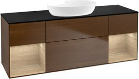 V&B Waschtischunterschrank Finion mit Wandbeleuchtung in Walnuss und Eiche, Breite: 160 cm, Tiefe: 50,1 cm, Höhe: 50,1 cm - Bild 1
