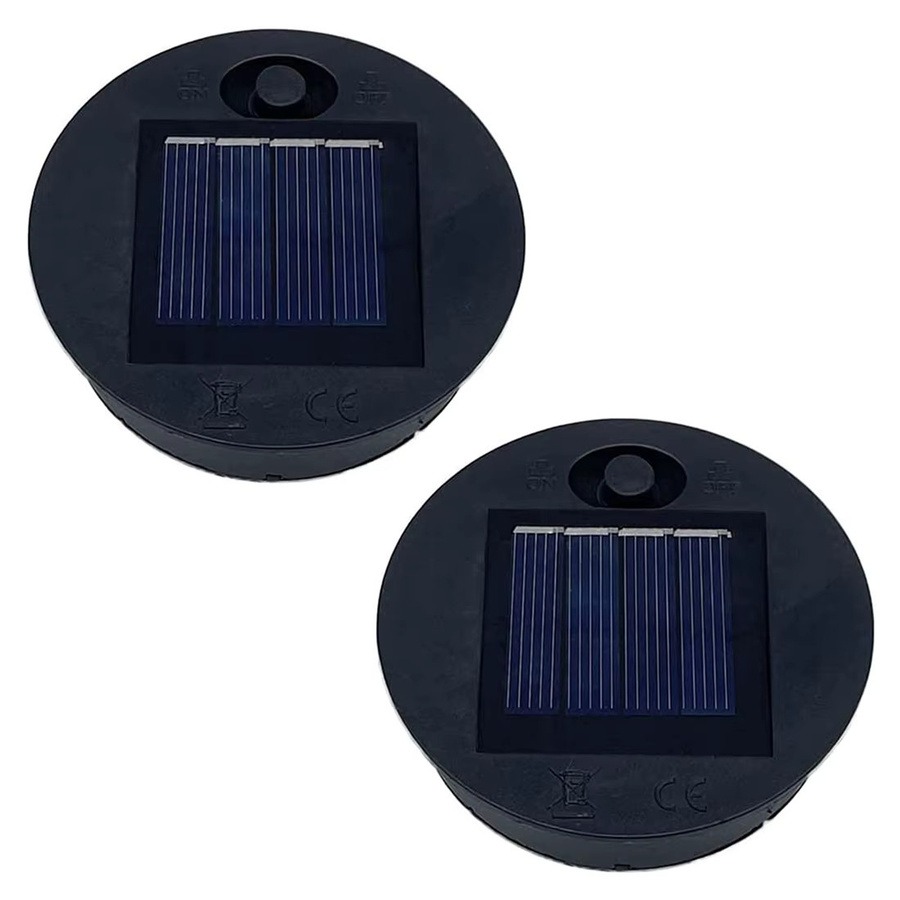 A92Z 2er-Pack Solarleuchten-Ersatzköpfe in Schwarz, runde wasserdichte Ersatzteile aus Kunststoff mit warmweißem Licht für Solarlaternen - Bild 1