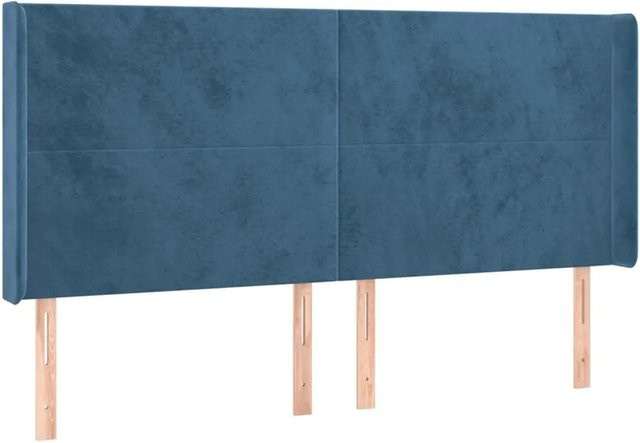 vidaXL LED Kopfteil aus Samt in Dunkelblau mit USB-Ladeport und integrierter Beleuchtung, B: 163 cm, H: 118 cm, T: 16 cm - Bild 1