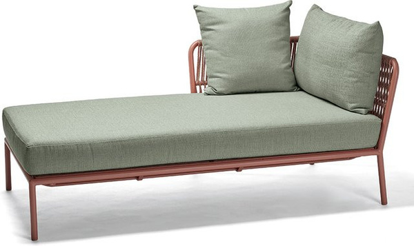 Stern Recamiere Romy Aluminium Terra Kordel mit Armlehne rechts und Kissenset in Salbei