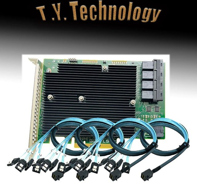 LSI 9300-16i 16-Port Host-Bus-Adapter LSI00447 12 GB/s RAID Controller Card Schwarz mit SFF-8643-Kabel - Bild 1