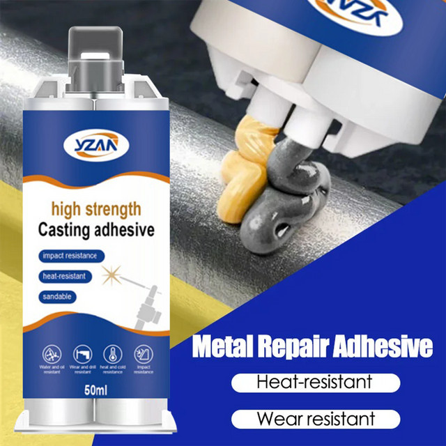 LOOLIFL Magic Plastic Kaltkleber 50 ml, extra starker Metallreparaturkleber und Dichtungsmittel, hitzebeständig für hohe Temperaturen, inklusive Mischwerkzeug - Bild 1