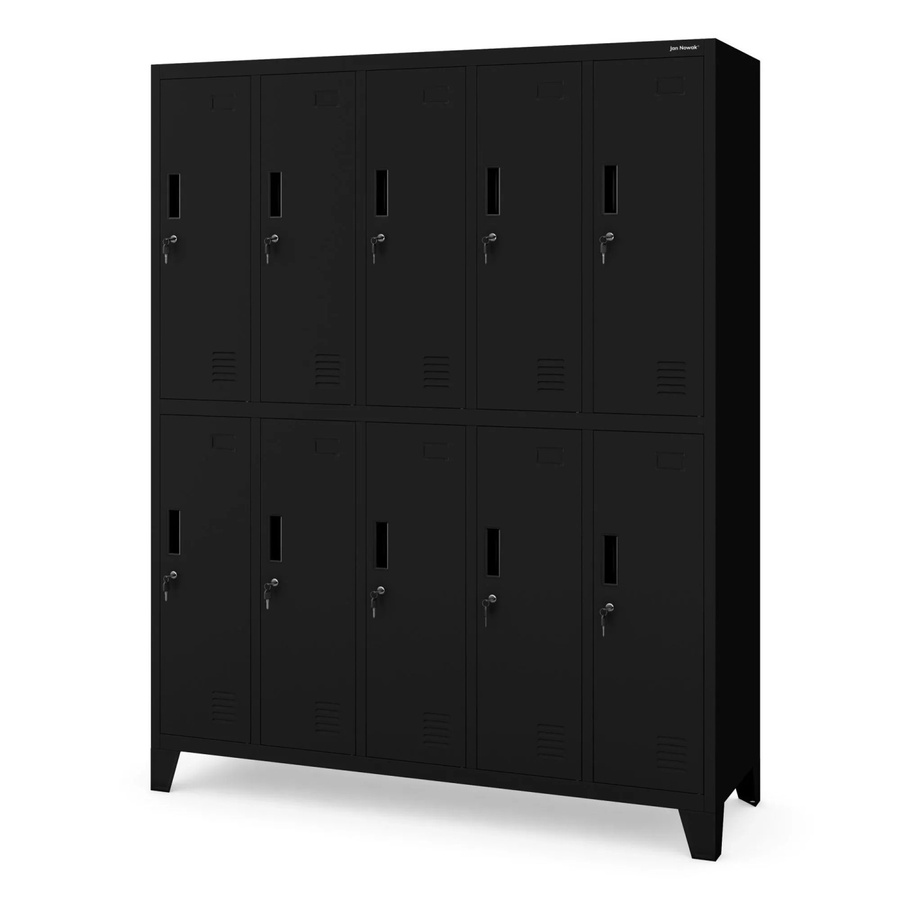 BARTEK Metallspind Umkleideschrank mit Kleiderstange und Schloss in Schwarz, B/T/H: 136 x 45 x 172 cm - Bild 2