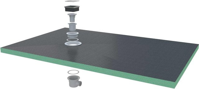 AICA XPS Duschwanne mit Ablaufgarnitur, rechteckig, Grau/Schwarz, B/T/H: 140 x 90 x 4 cm - Bild 1