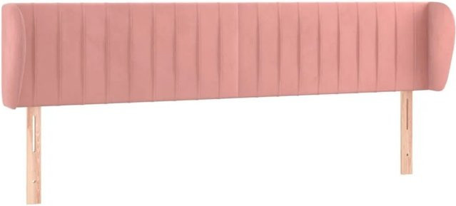 vidaXL Kopfteil mit Ohren aus Samt in Rosa, Breite: 203 cm, Tiefe: 23 cm, Höhe: 78-88 cm - Bild 1