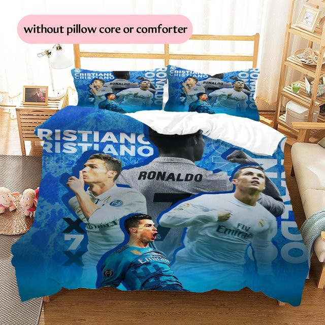 Cristiano Ronaldo Muster Bettwäsche Set in Blau, bestehend aus 1 Bettbezug und 2 Kissenbezügen, B/H: 155 x 200 cm - Bild 1