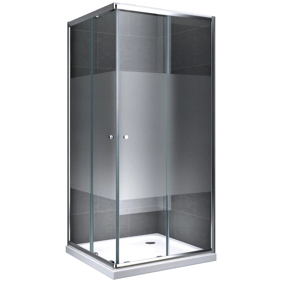 Dein Bau Projekt Eckdusche Duschkabine mit Schiebetür aus Glas, teil-satiniert, B/T/H: 100 x 190 x 100 cm - Bild 2