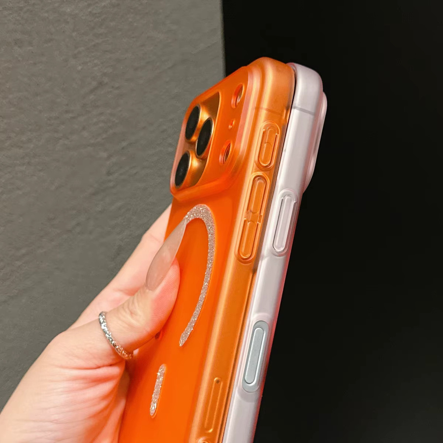 Mattierte transparente Glitzer-Magnethülle für Apple iPhone 17, 16, 15, 14, 13, 12 Pro Max Plus mit MagSafe Wireless Charging Kompatibilität in Weiß - Bild 2