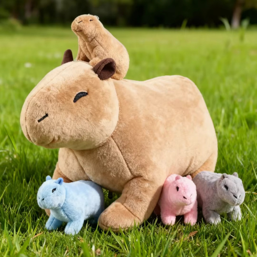 BOOKFONG Kawaii Capybara Mama und Baby Capibala, 5-teiliges Set, Tier-Plüschtiere - Bild 2