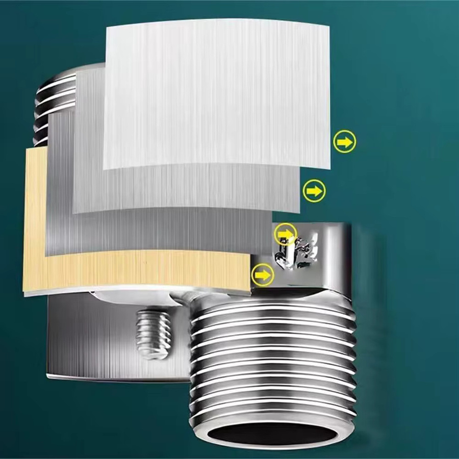 IOUHAPPY Wandhahn in Silber mit abgewinkeltem gebogenem Fuß und verstellbarer exzentrischer Schraube als Eckhahn-Adapter für Duschventil-Ersatzteile - Bild 2