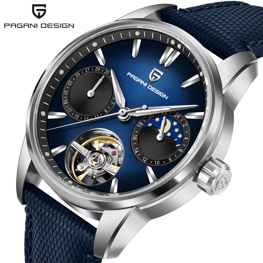 Pagani Design Armbanduhr, Automatik, Edelstahl, 41 mm, Herren, Blau - Bild 3