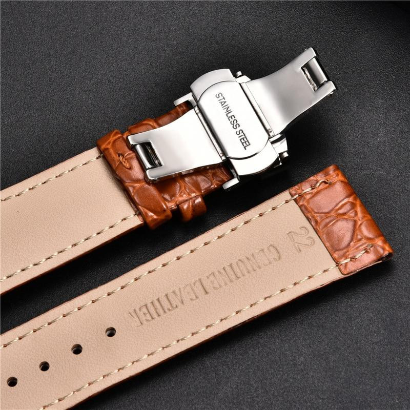 Uhrenarmband Leder, Krokodil Muster, Edelstahl, Herren, 18mm - Bild 2