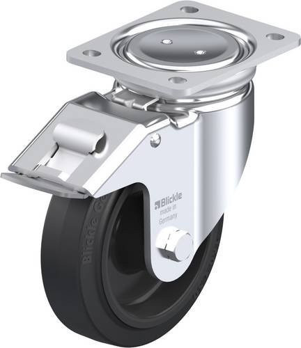 Blickle Lenkrolle LUH-POEV 160XR-FI mit Feststeller in Schwarz und Silber, Rad-Durchmesser: 16 cm, Tragfähigkeit: 400 kg - Bild 1