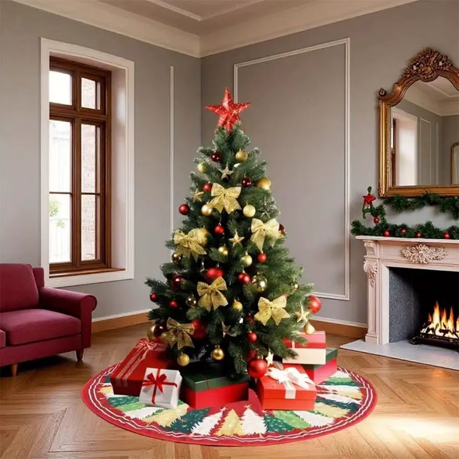 VIKAMA Weihnachtsbaumrock in Rot als ästhetische Weihnachtsdekoration - Bild 3