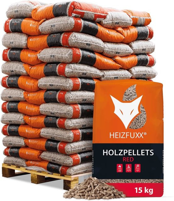Heizfuxx Red ENplus A1 Holzpellets aus Hartholz, 65 Säcke à 15 kg (Gesamtgewicht 975 kg) - Bild 1