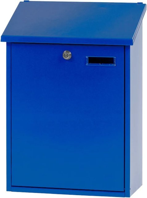 Wandbriefkasten Sebastian von PROREGAL mit Schrägdach und Namensschild in Blau, H x B x T: 44,5 x 32,5 x 16 cm, Einwurföffnung 30 x 4 cm - Bild 1