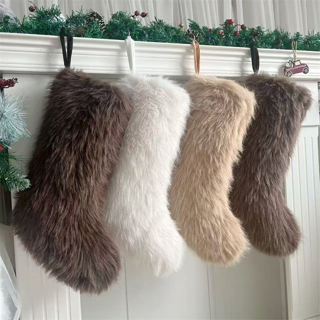 Atceawit Weihnachtssocke in Milchbraun als hängende Dekoration, Höhe: 50,8 cm - Bild 1