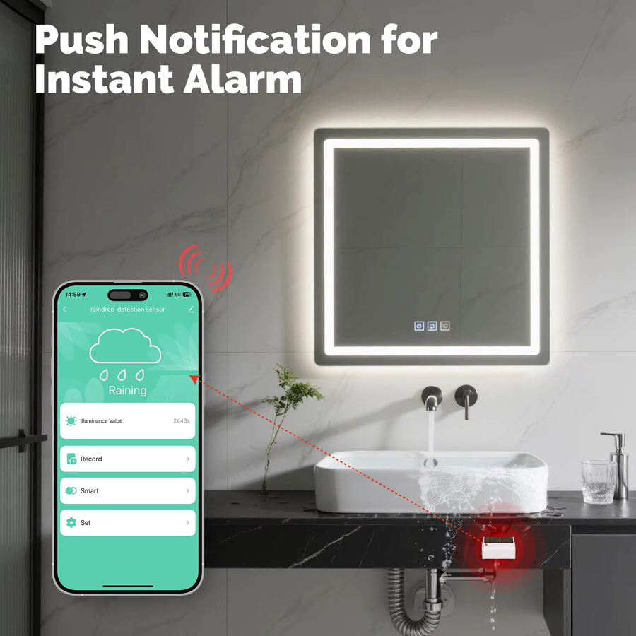 MOES Tuya ZigBee Smart Wasser- und Regensensor IPX4 wasserdicht, Farbe: Weiß - Bild 2