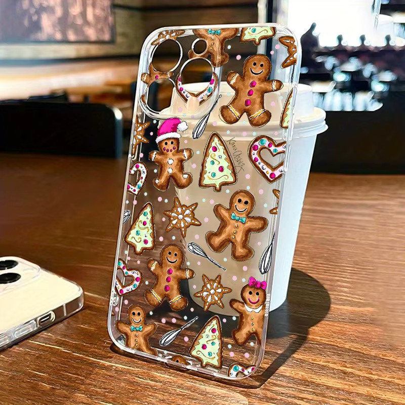 Transparente TPU-Handyhülle mit Weihnachts-Lebkuchenmann und Weihnachtsbaum-Muster für iPhone 11 bis iPhone 17 Pro Max - Bild 2