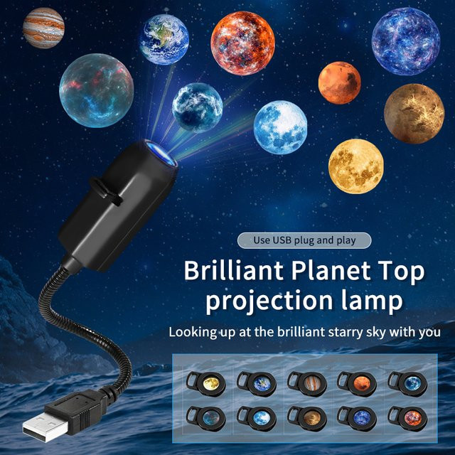 GGBEE USB Projektionslicht für Planet oder Halloween in Schwarz - Bild 1