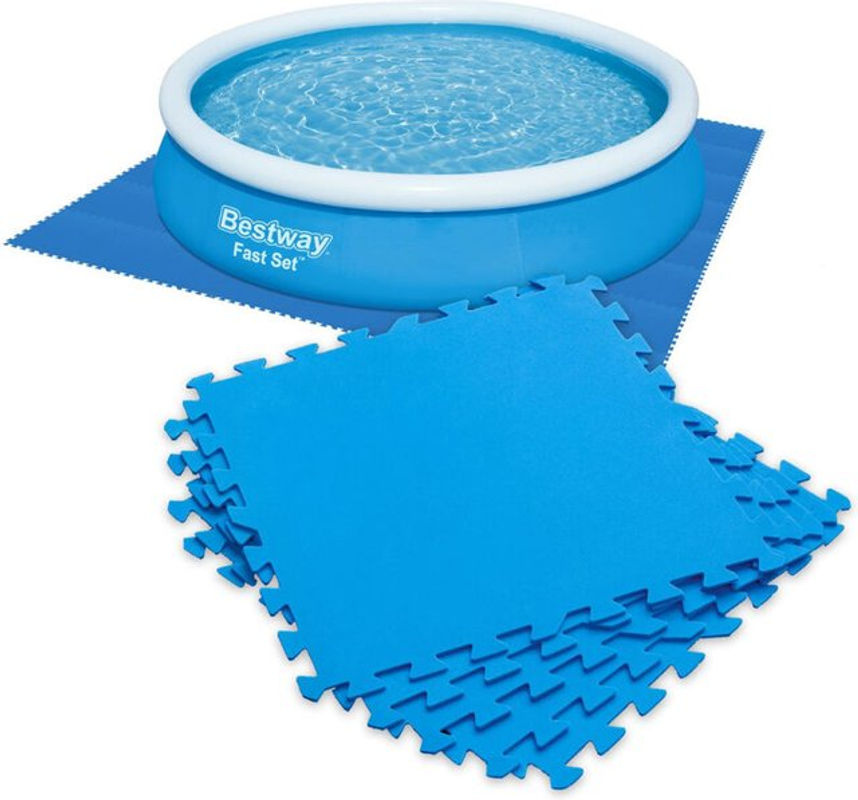 Bestway Pool Bodenschutzfliesen Set aus Kunststoff, 9 Stück, Blau, B/T: 50 x 50 cm - Bild 2