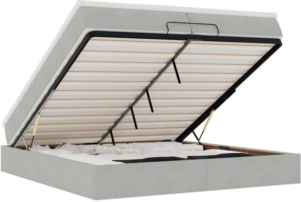 Vidaxl Ottoman Polsterbett mit Matratze aus Samt in Grau B/T: 200 x 200 cm - Bild 1