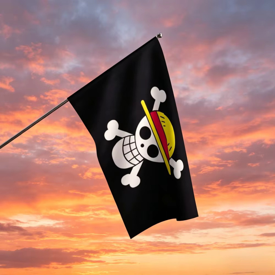 Bandai One Piece Piraten-Totenkopf-Flagge Wanddekoration Schwarz B: 90 cm, H: 150 cm - Bild 3