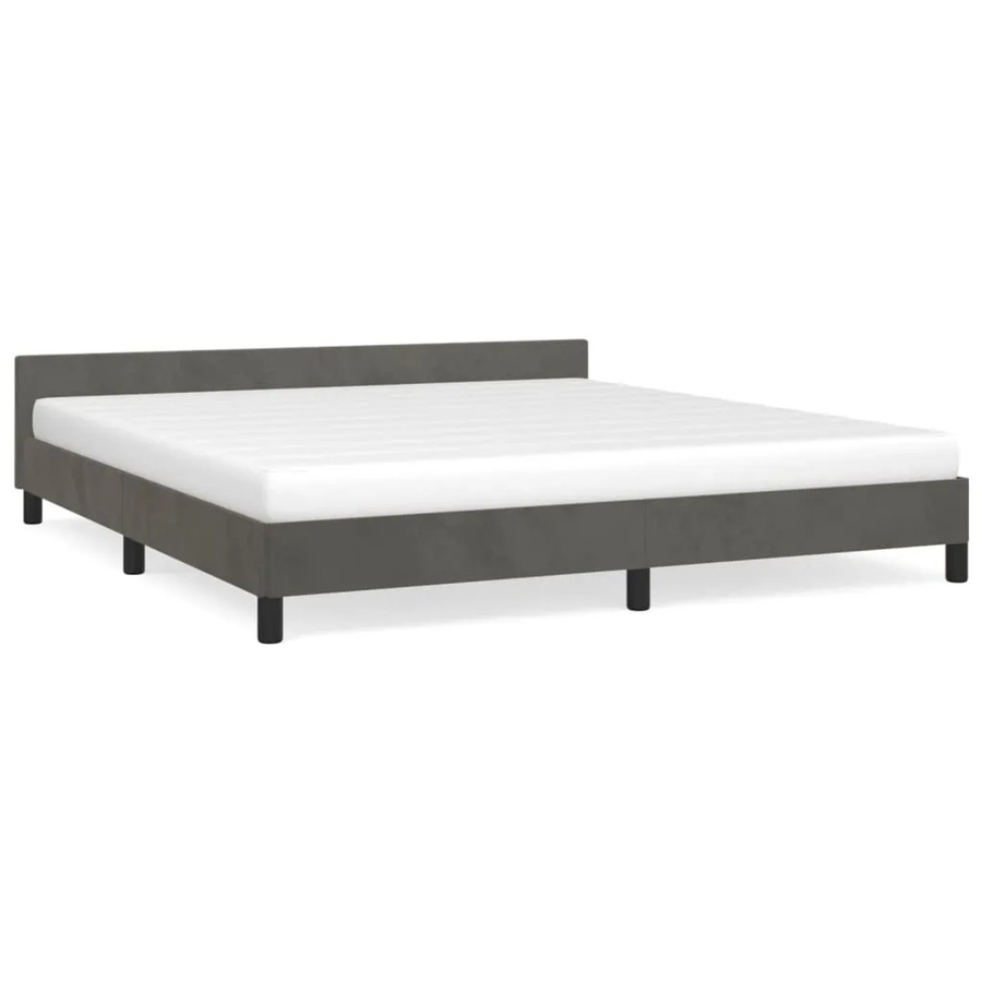 vidaXL Bettgestell mit Kopfteil aus Samt in Dunkelgrau B/T/H: 180 x 200 x 183 cm - Bild 2
