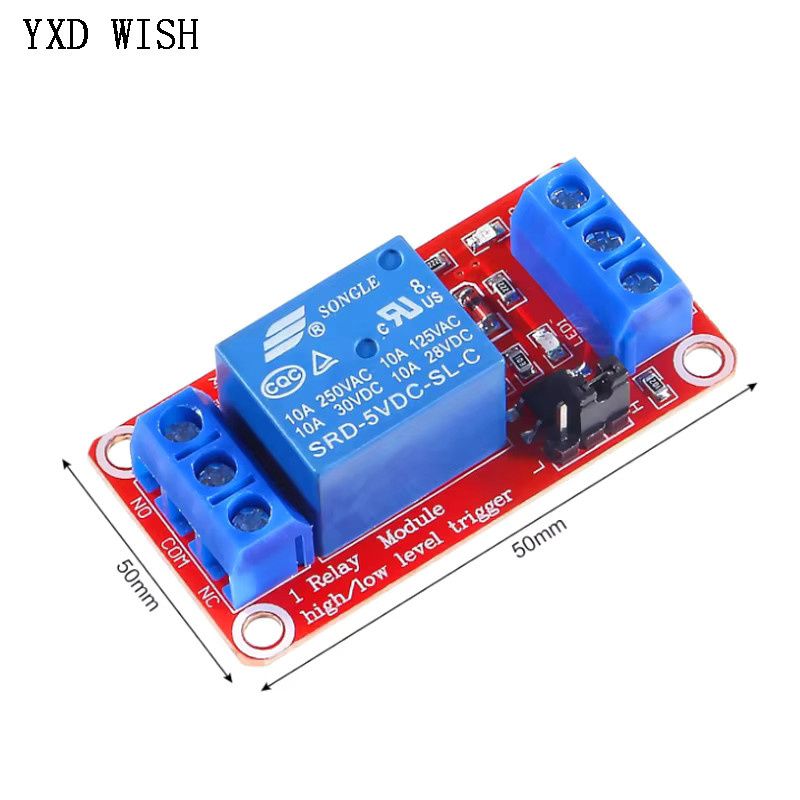 10er Set 1-Kanal Relais Modul für Raspberry Pi mit Optokoppler, High und Low Level Trigger, Rot - Bild 2