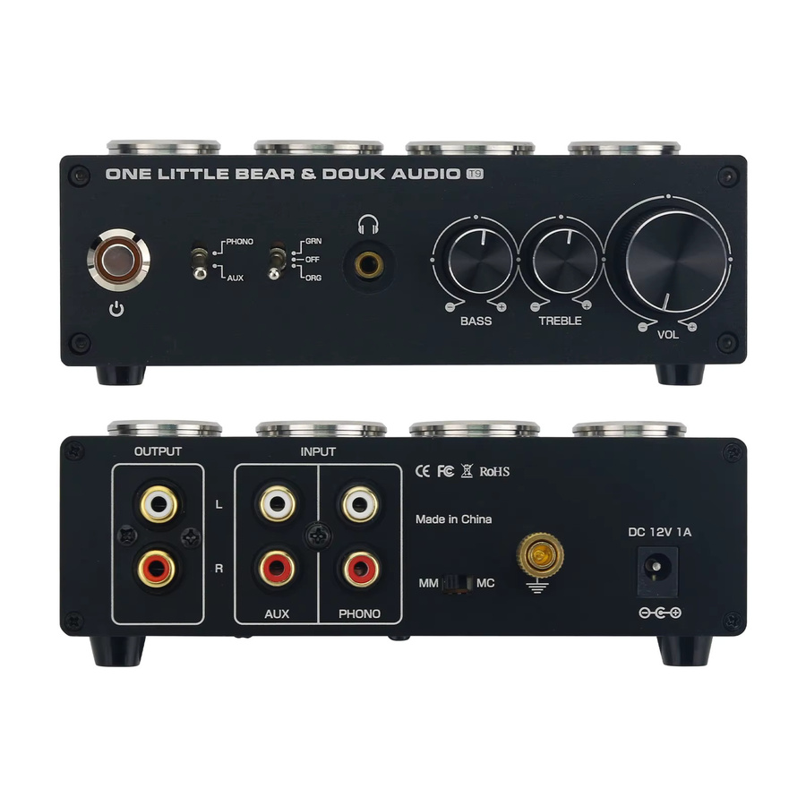 HiFiAMP T9 Vorverstärker in Schwarz mit 2x6E2 Röhren, MM/MC Plattenspieler-Mikrofonverstärker und 3,5 mm Ausgang - Bild 3