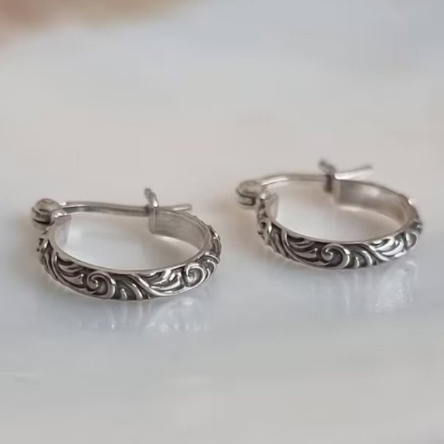 Ohrringe Vintage, Silber, Kreisform, Damen - Bild 1