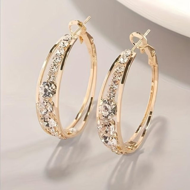 AVE Ohrringe, Gold, Zirkonia, Kristall, Unisex, Große Kreisohrringe - Bild 1