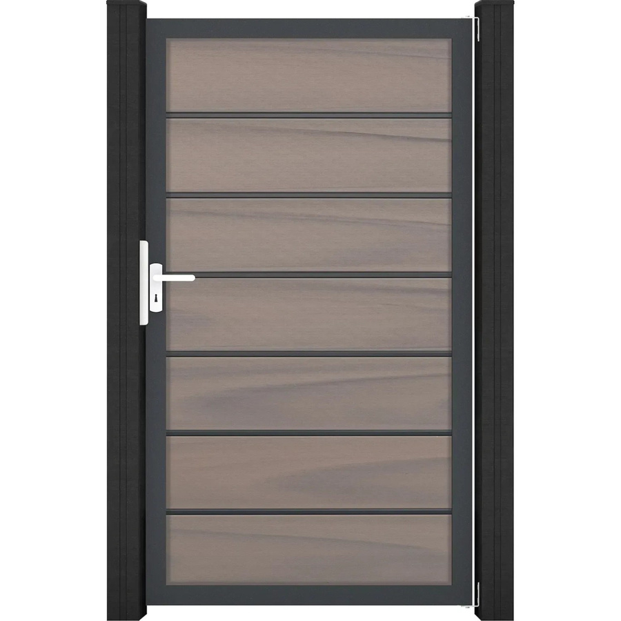 GroJa Solid Grande Premium Steckzauntor DB703 in Bi-Color Rahmen, Grau-Braun, B: 100 cm, H: 180 cm - Bild 2