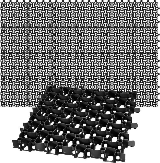 BigDean 24er Set Rasengitter Paddockplatte in Schwarz, Rasenmatten und Kiesgitter zur Gestaltung von Parkplatzrasen, B/B: 50 x 50 cm - Bild 1