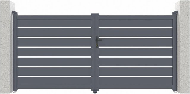 Casanoov Elektrisches Flügeltor Vogel in Grau aus Aluminium mit Drehtorantrieb Ranger B150, B/H: 305 x 145 cm - Bild 1