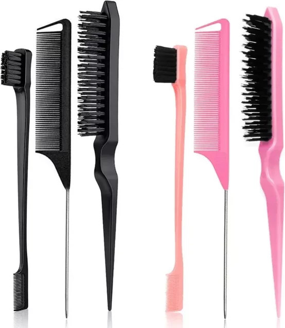 3-teiliges Slick-Back-Haarbürsten-Set, Borstenhaarbürste, Toupierkamm, Damen - Bild 1