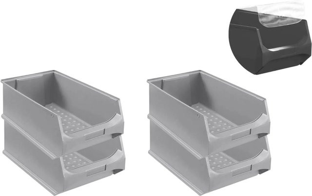 PROREGAL SuperSparSet 4er Pack Sichtlagerbox 5.0 mit Abdeckung, Grau, H x B x T: 20 x 30 x 50 cm - Bild 1
