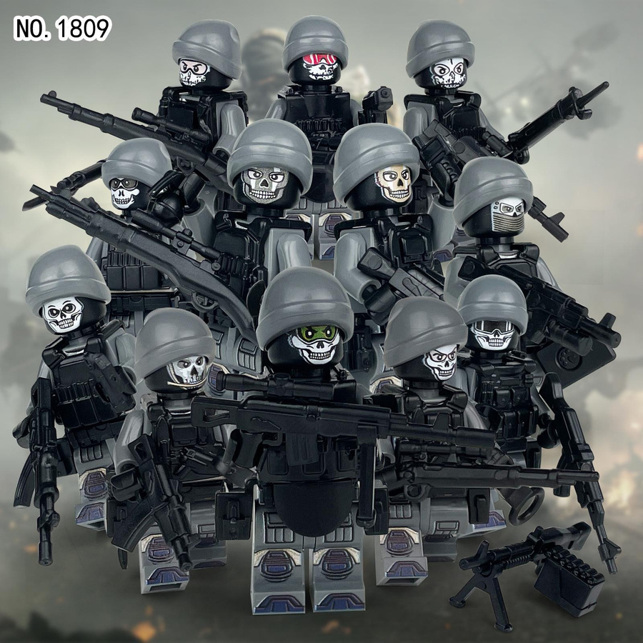 Happy Building Blocks Ghost Clan Kleine Pellet Militär Baustein Action Figur 12-teiliges Set - Bild 4